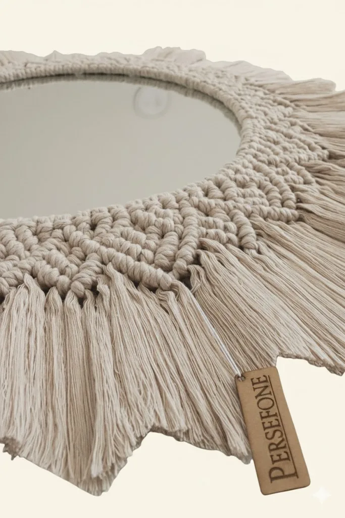 Χειροποίητος Boho Καθρέφτης Μακραμέ