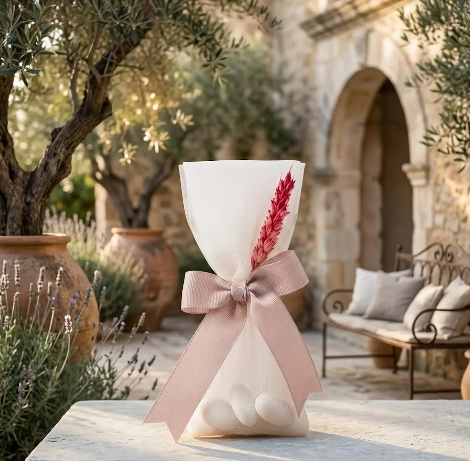 μπομπονιέρα διπλη με αποξυραμένο άνθος